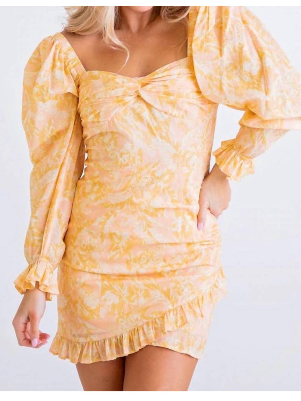 KARLIE sweetheart dress in yellow